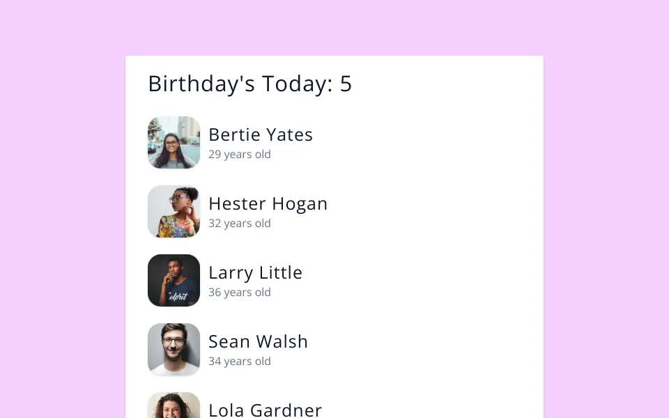 React Birthdays