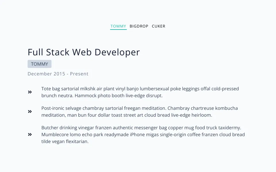 React Tabbed Resume